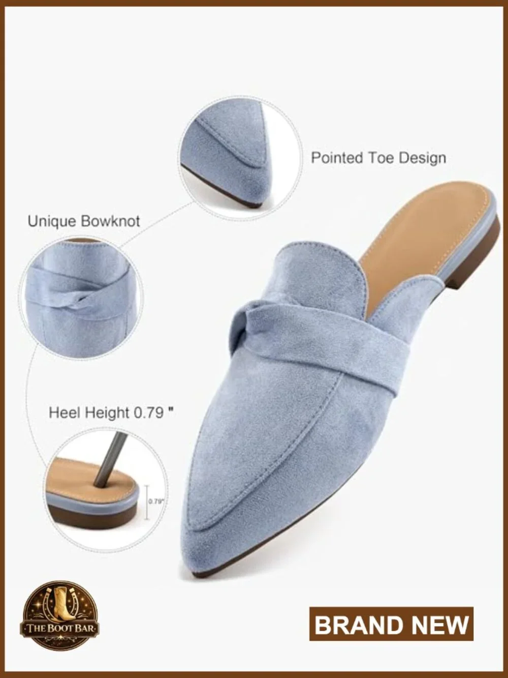 Pointed Toe Slingback Mules Flats Slide Loafers Bowknot Office Walking - Picture 5 of 7